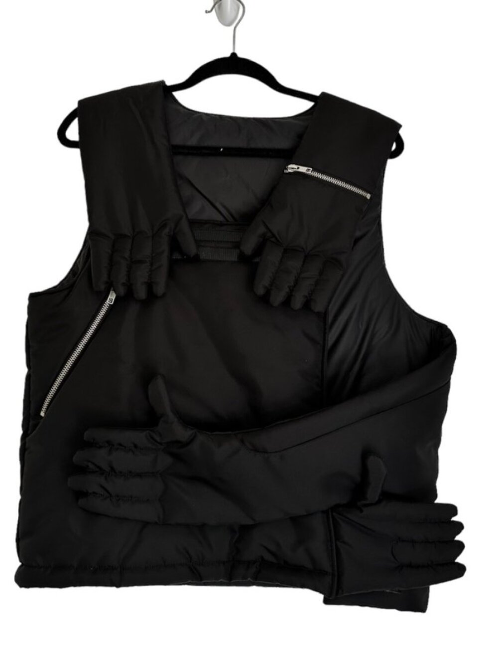 HXH Black Hug Hands Vest RARE Unique Piece Size M